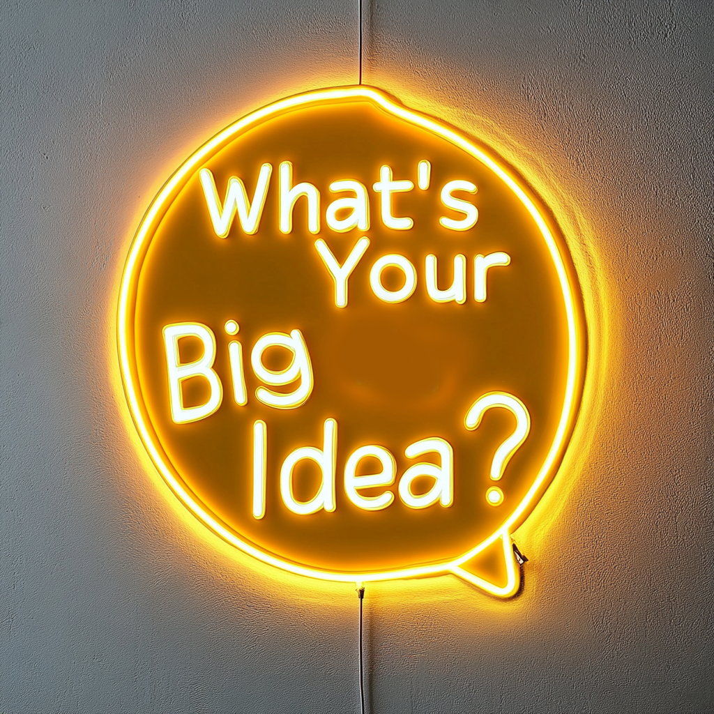 "What’s Your Big Idea?" - Yellow Neon Sign, 18 Inches