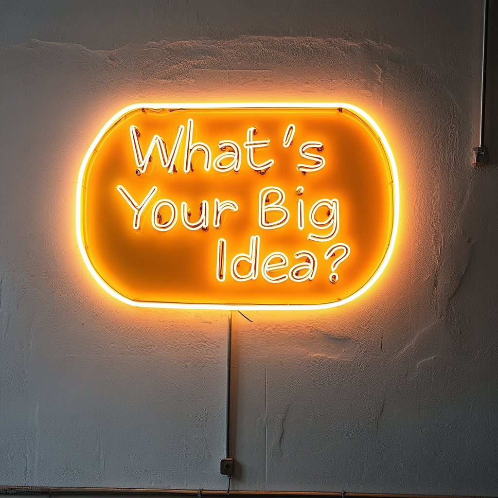 "What’s Your Big Idea?" - Yellow Neon Sign, 18 Inches