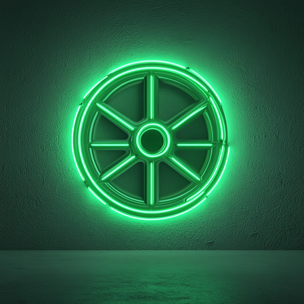 Wheel - Green Neon Sign, 24 Inches