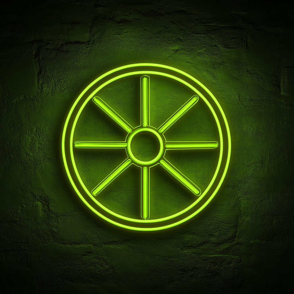 Wheel - Green Neon Sign, 24 Inches