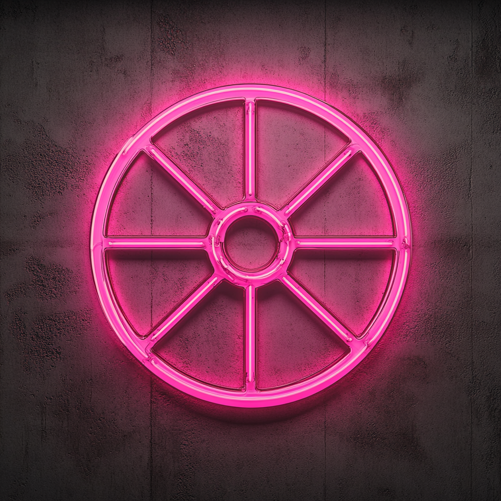 Wheel - Pink Neon Sign, 24 Inches