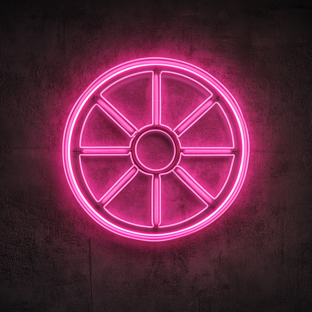 Wheel - Pink Neon Sign, 24 Inches