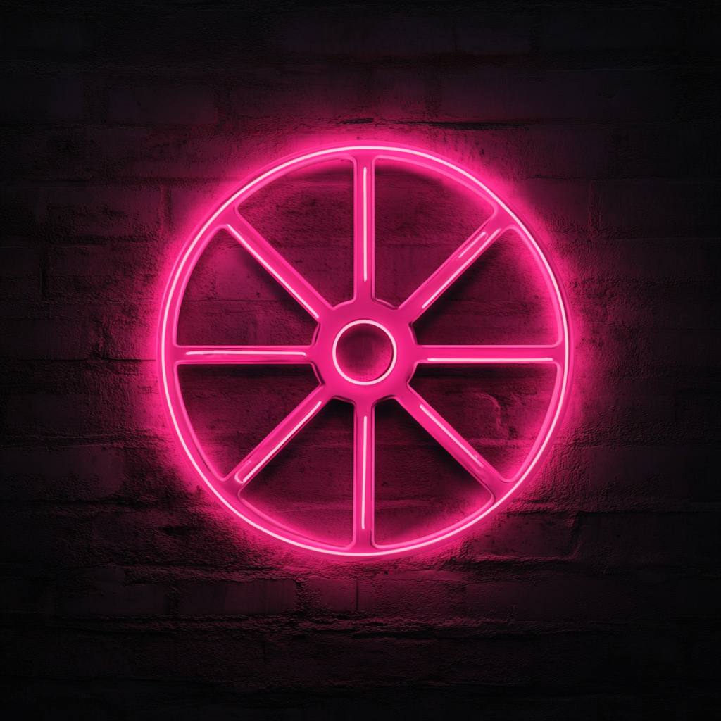 Wheel - Pink Neon Sign, 18 Inches