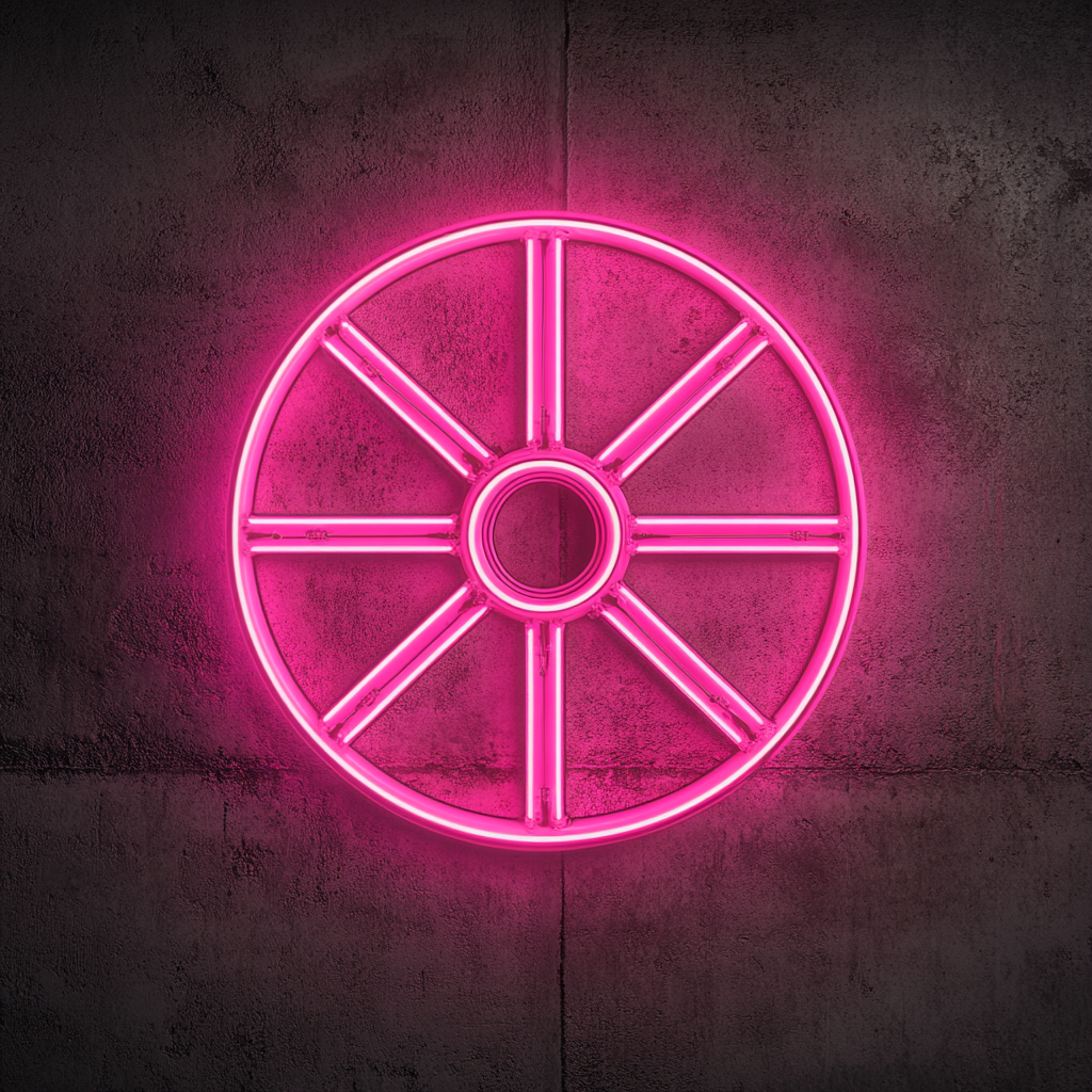 Wheel - Pink Neon Sign, 24 Inches