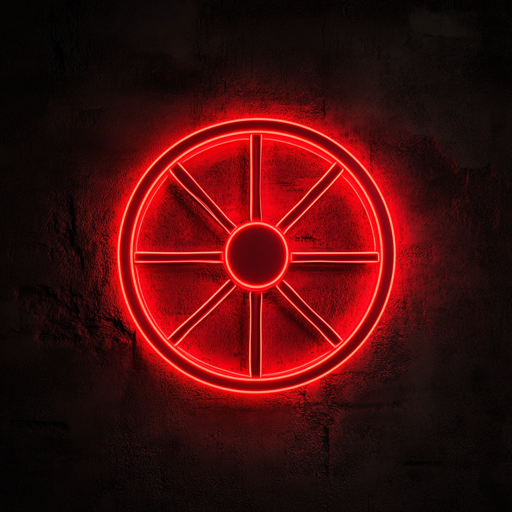 Wheel - Red Neon Sign, 24 Inches