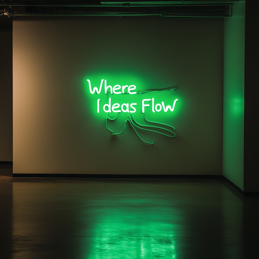 "Where Ideas Flow" - Green Neon Sign, 18 Inches