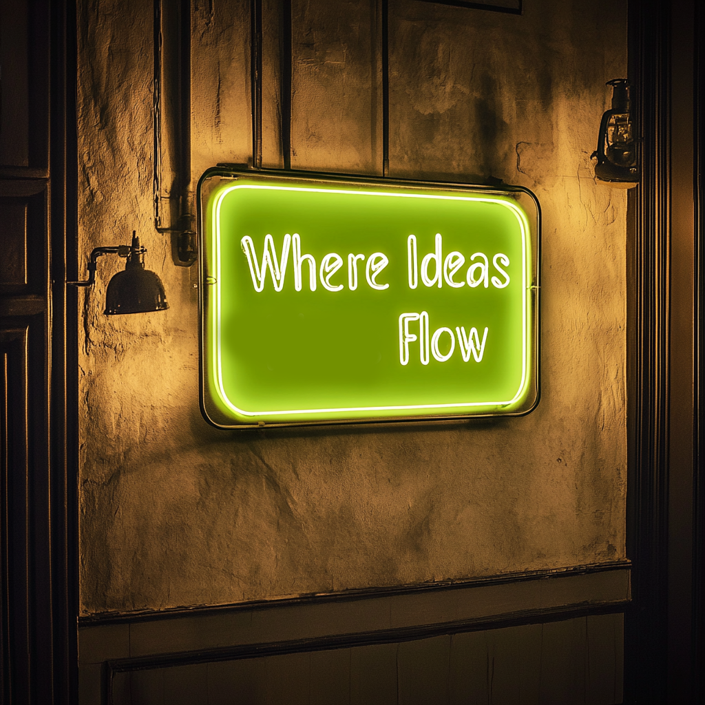 "Where Ideas Flow" - Green Neon Sign, 18 Inches