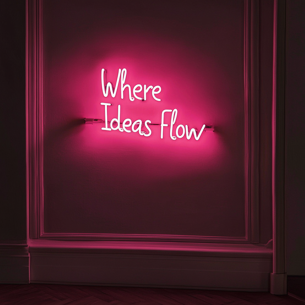 "Where Ideas Flow" - Pink Neon Sign, 18 Inches