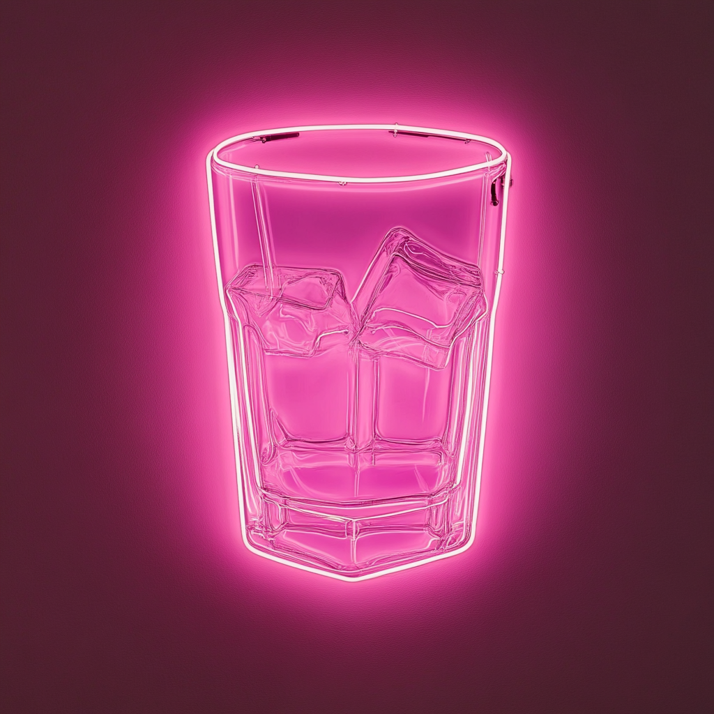 Whiskey Glass - Pink Neon Sign, 24 Inches