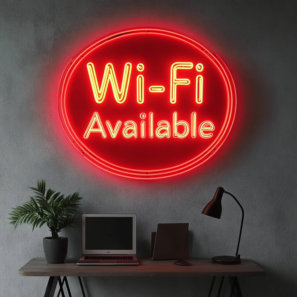"Wi-Fi Available" - Red Neon Sign, 24 Inches
