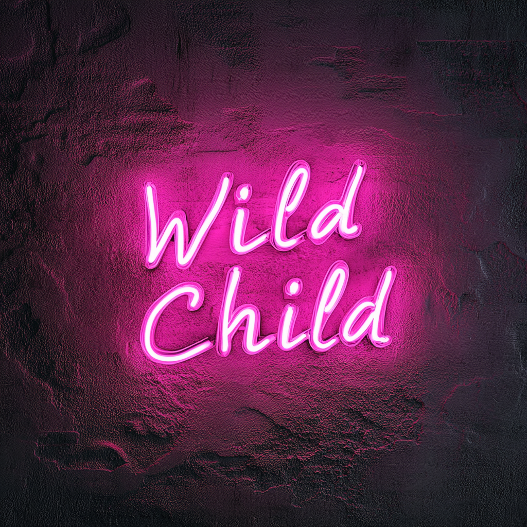 Wild Child - Pink Neon Sign, 18 Inches
