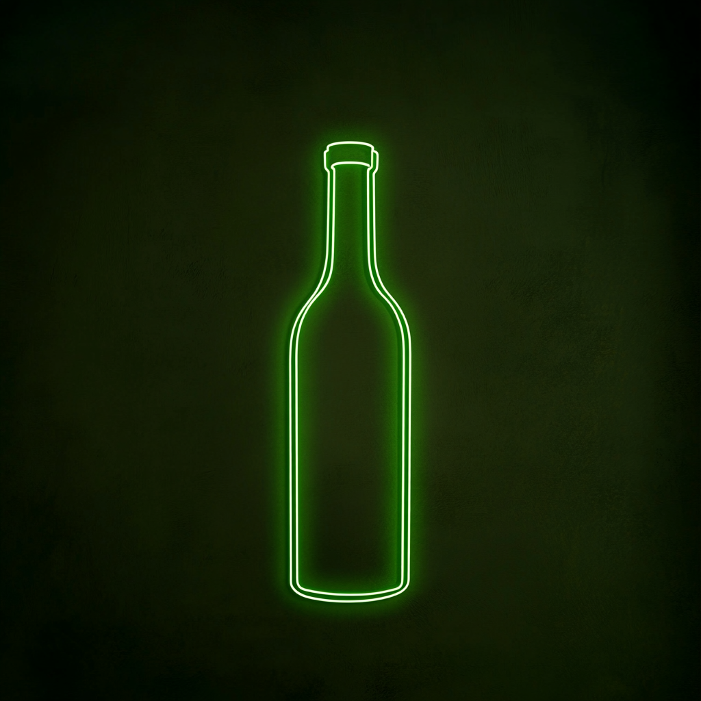 Wine Bottle - Green Neon Sign, 24 Inches