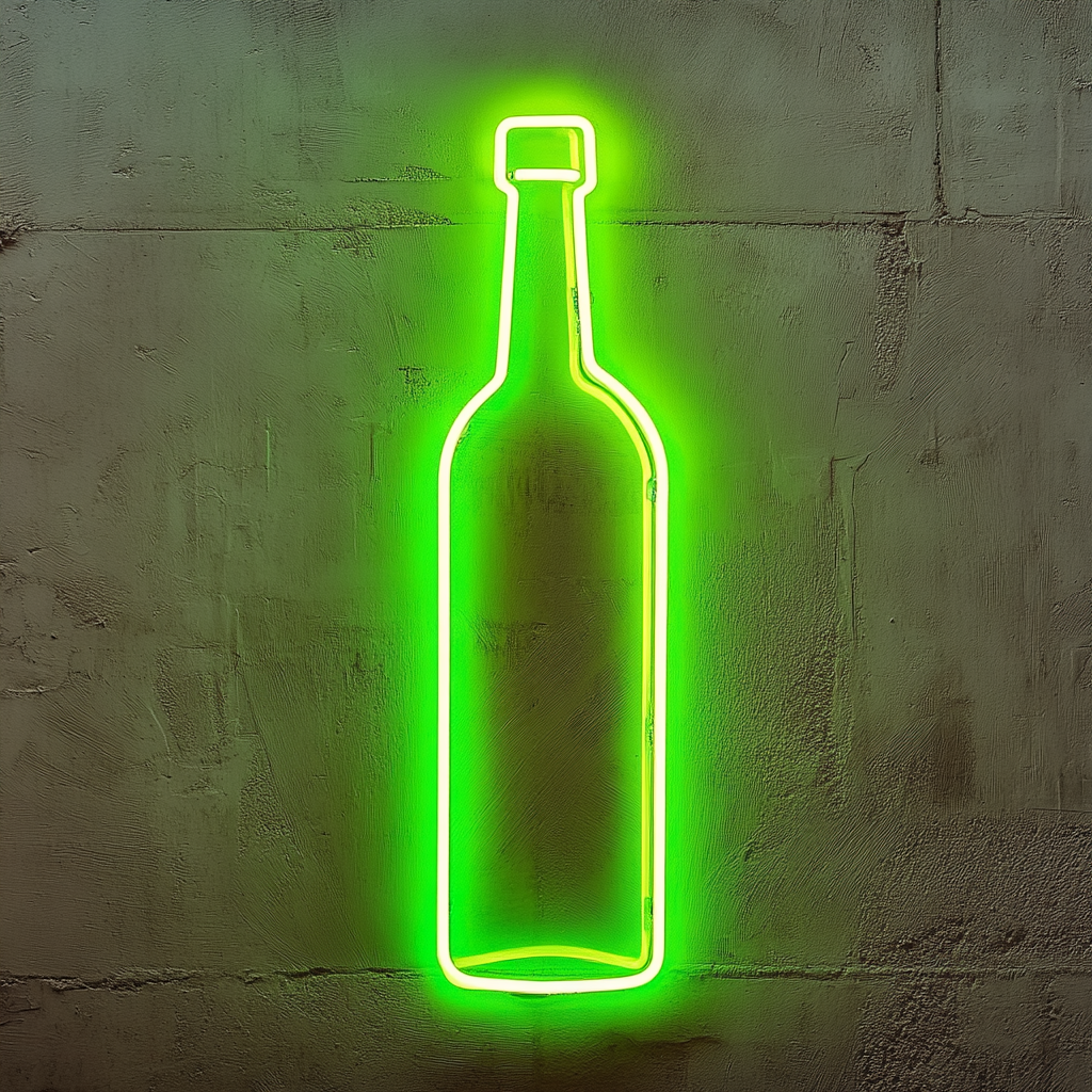 Wine Bottle - Green Neon Sign, 18 Inches