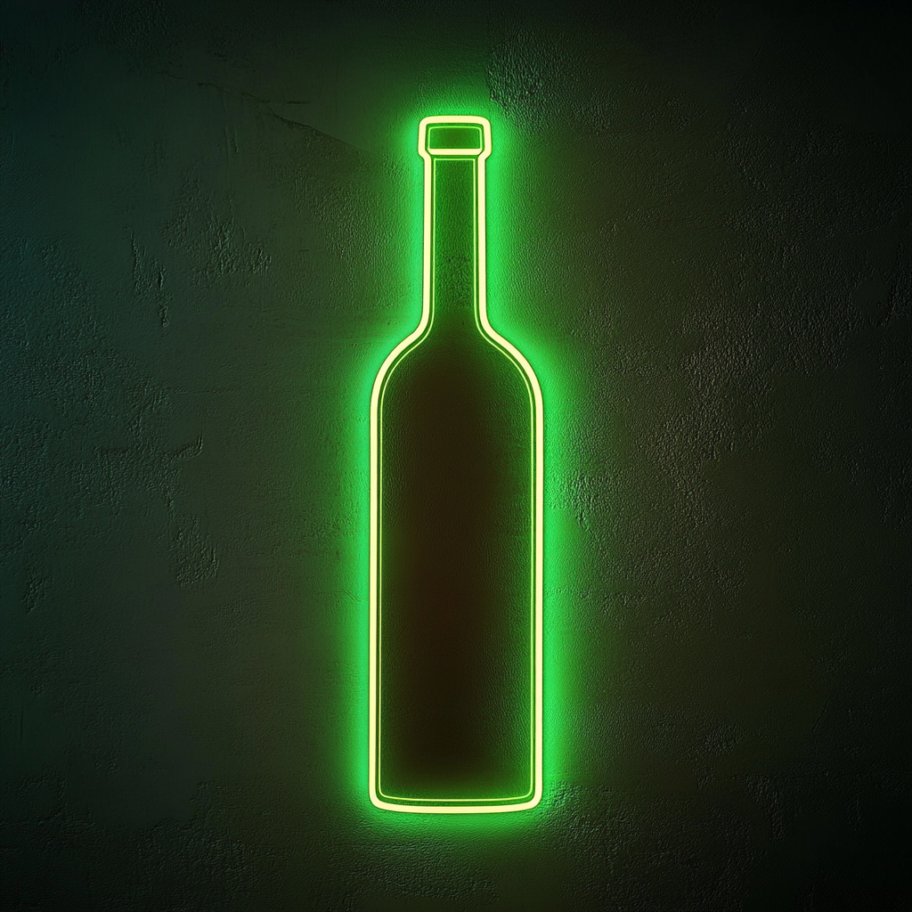 Wine Bottle - Green Neon Sign, 18 Inches