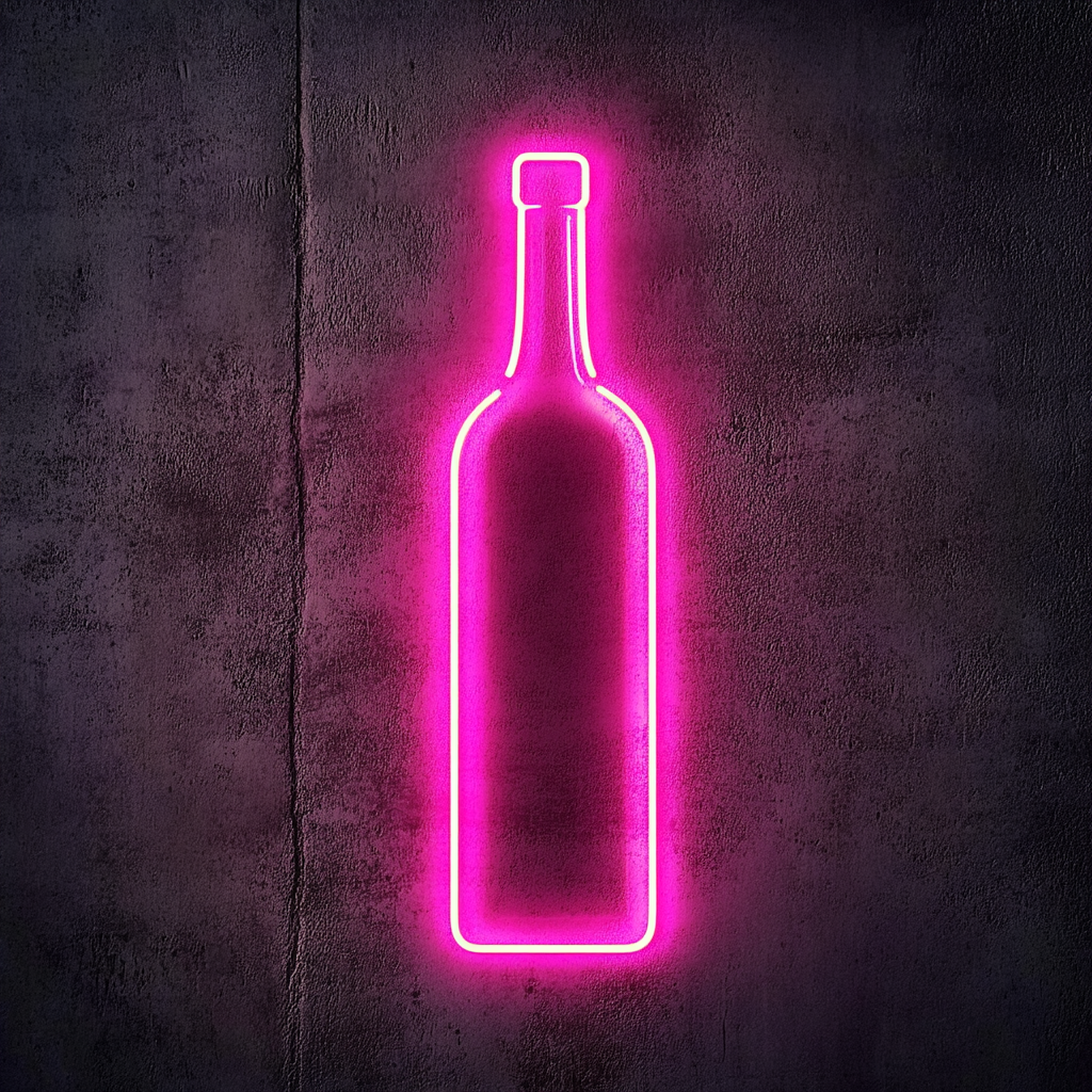 Wine Bottle - Pink Neon Sign, 24 Inches