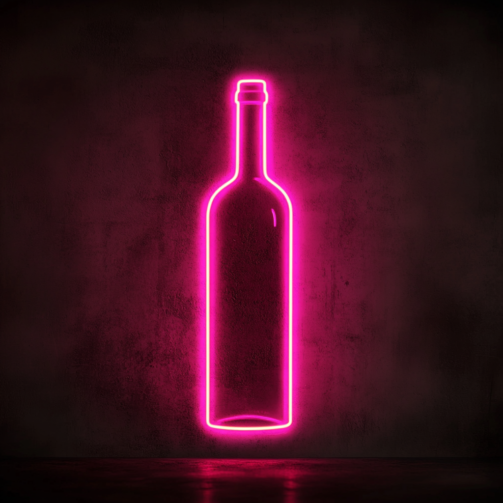 Wine Bottle - Pink Neon Sign, 24 Inches
