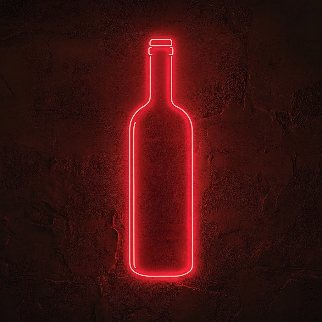 Wine Bottle - Red Neon Sign, 24 Inches