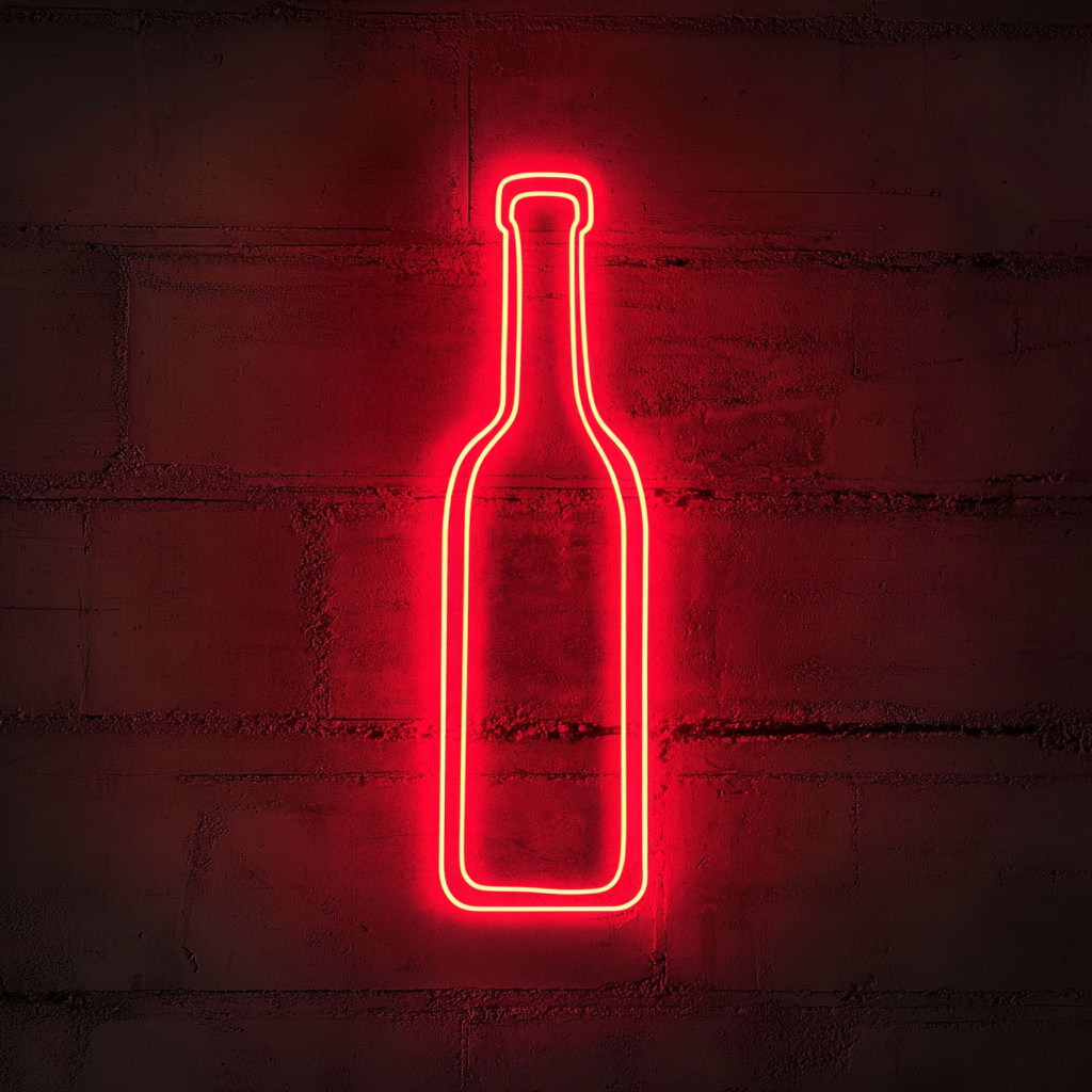 Wine Bottle - Red Neon Sign, 18 Inches