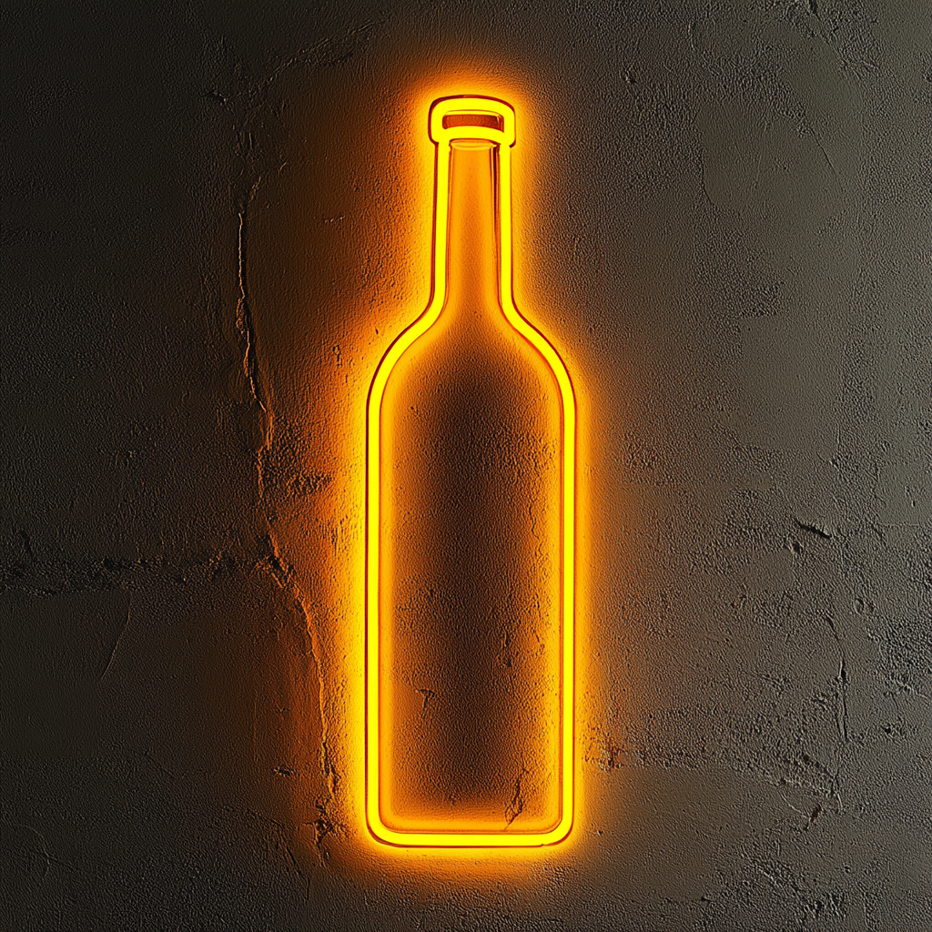 Wine Bottle - Yellow Neon Sign, 24 Inches