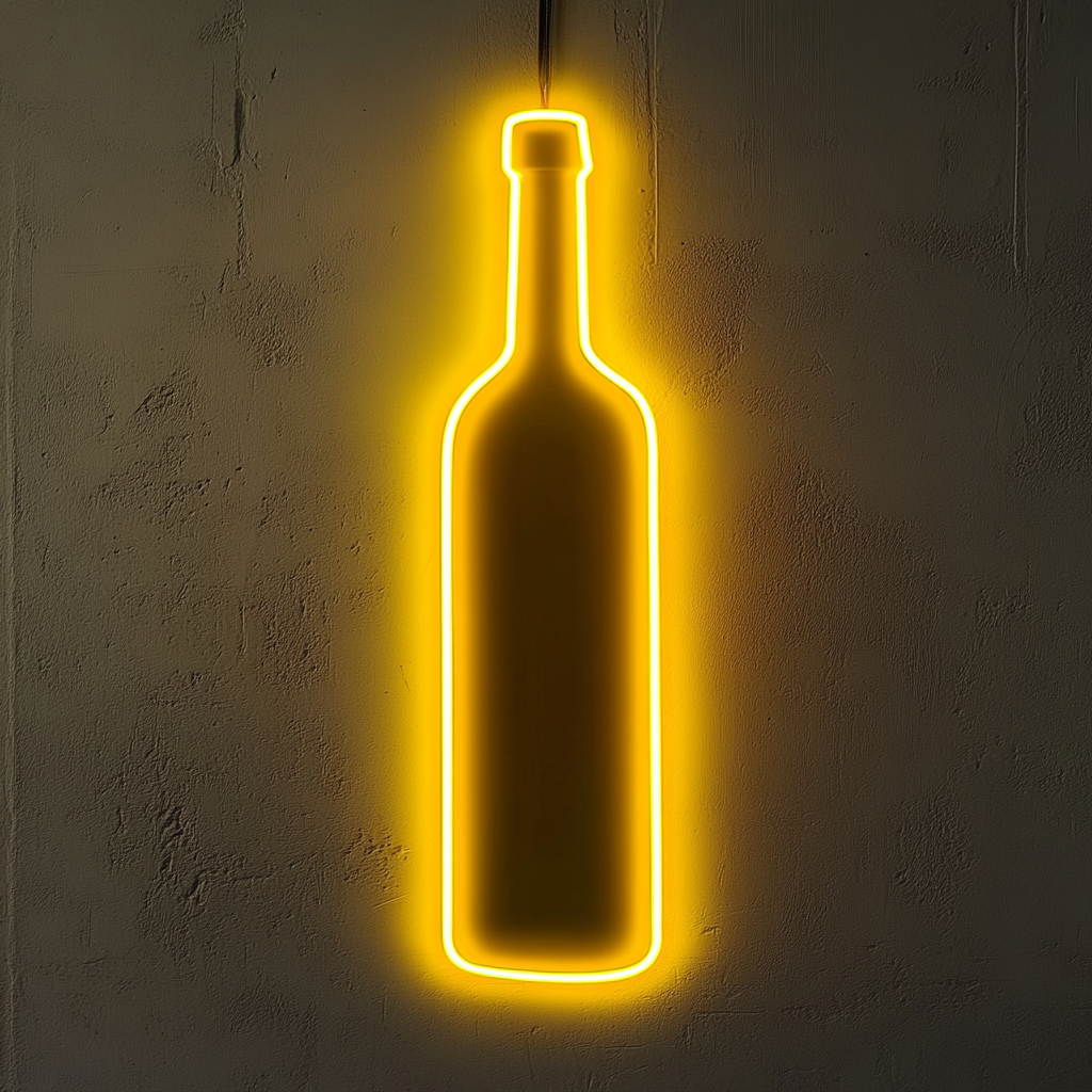 Wine Bottle - Yellow Neon Sign, 24 Inches