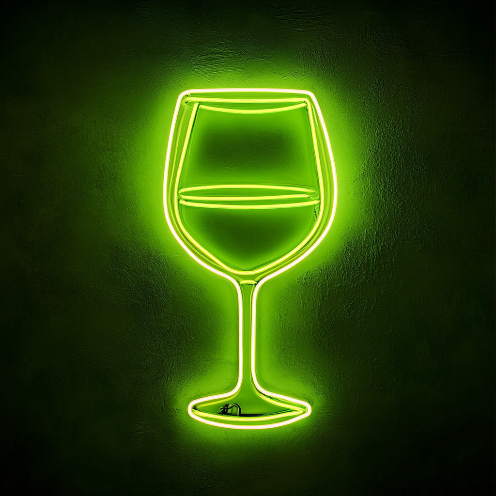 Wineglass - Green Neon Sign, 24 Inches