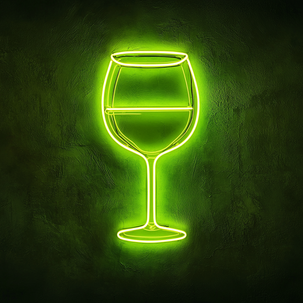 Wineglass - Green Neon Sign, 24 Inches