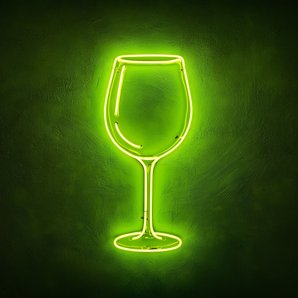 Wineglass - Green Neon Sign, 18 Inches