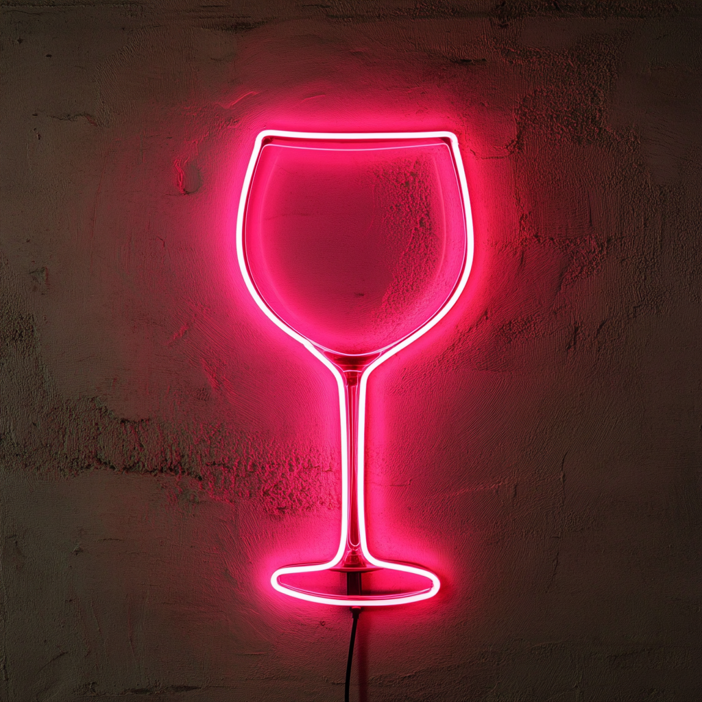 Wineglass - Pink Neon Sign, 18 Inches