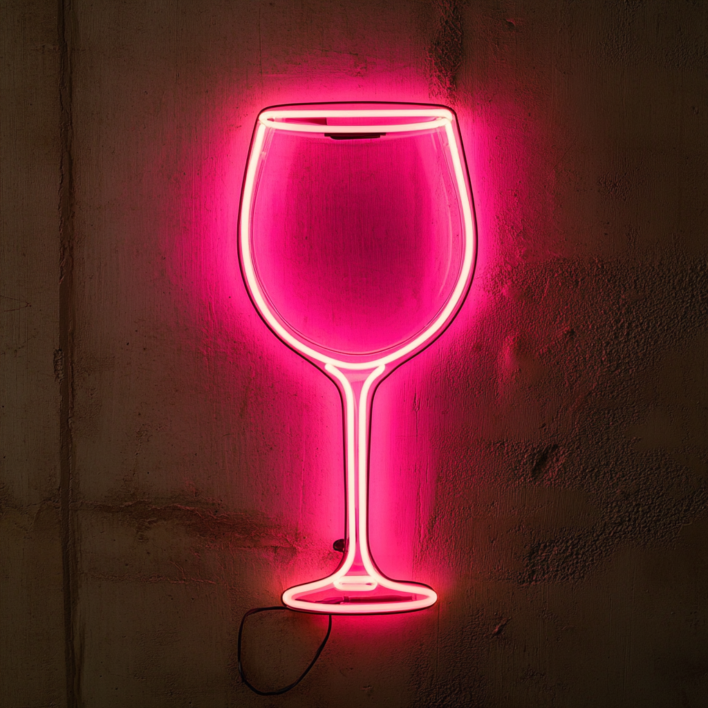 Wineglass - Pink Neon Sign, 24 Inches