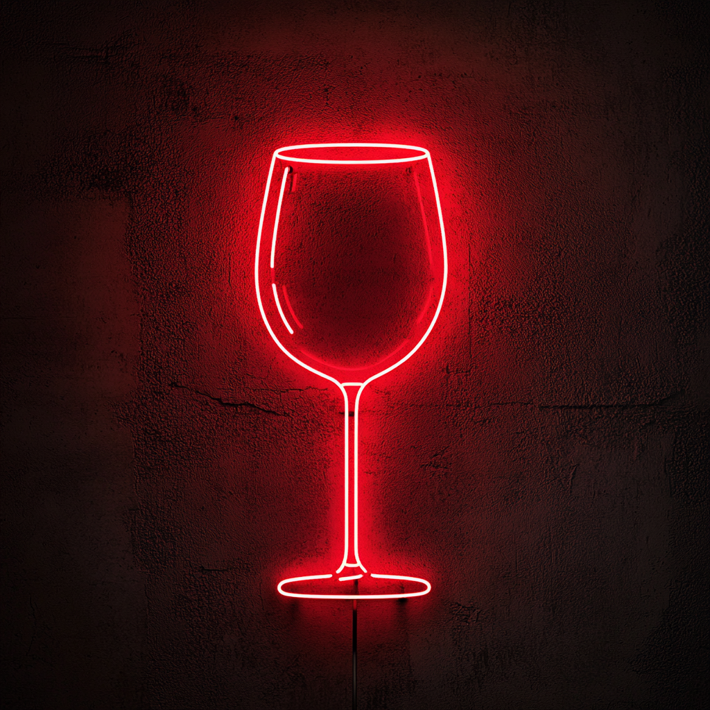 Wineglass - Red Neon Sign, 18 Inches