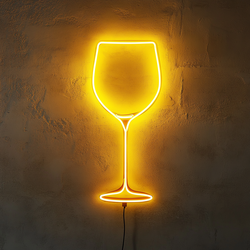 Wineglass - Yellow Neon Sign, 18 Inches