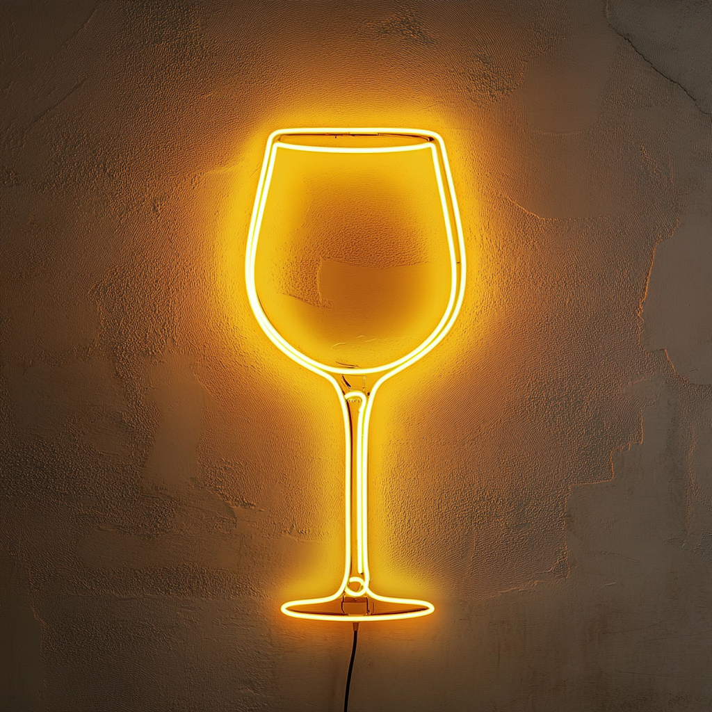 Wineglass - Yellow Neon Sign, 24 Inches