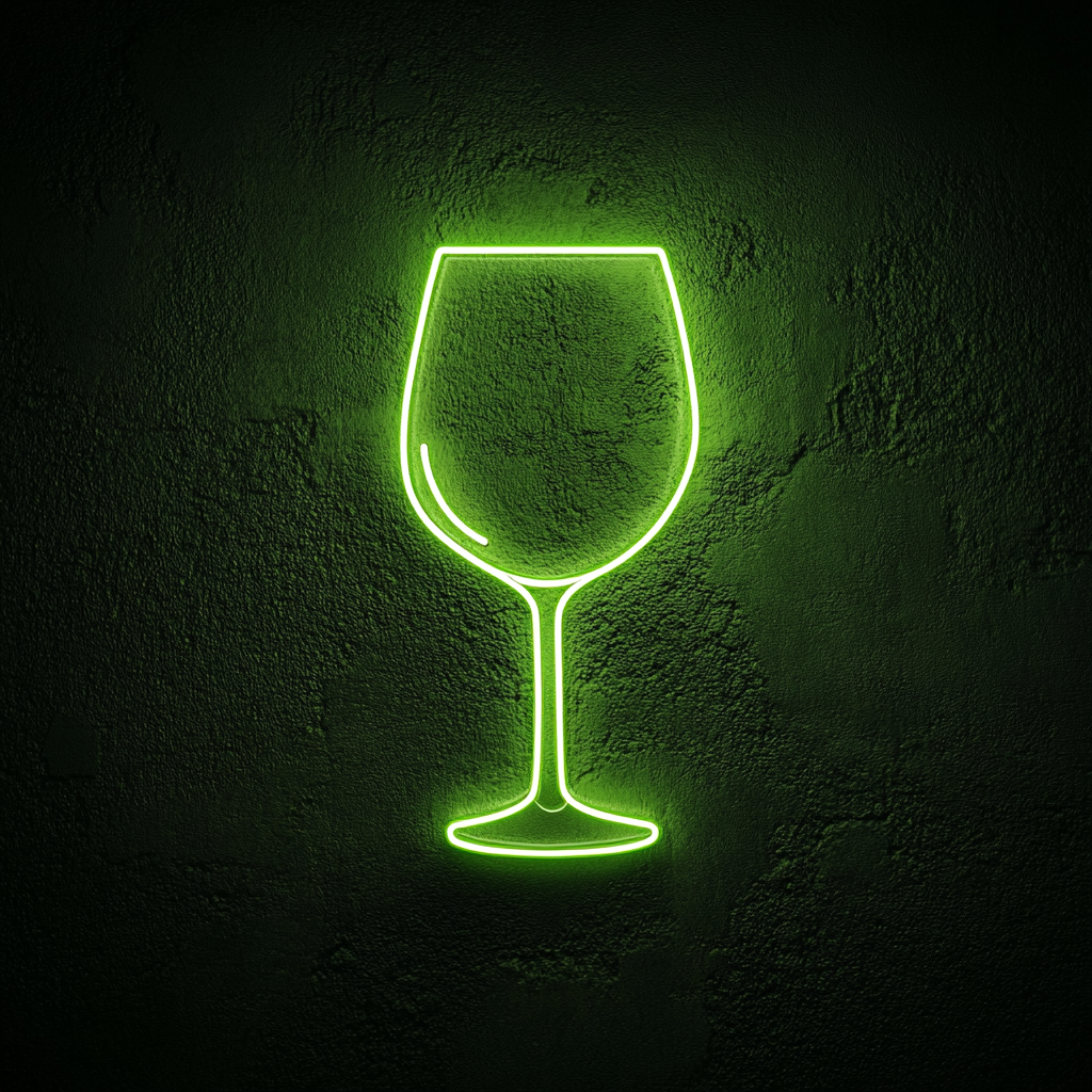 Wine Glass Cheers - Green Neon Sign, 24 Inches