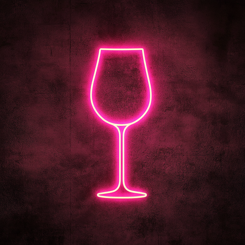 Wine Glass Cheers - Pink Neon Sign, 24 Inches