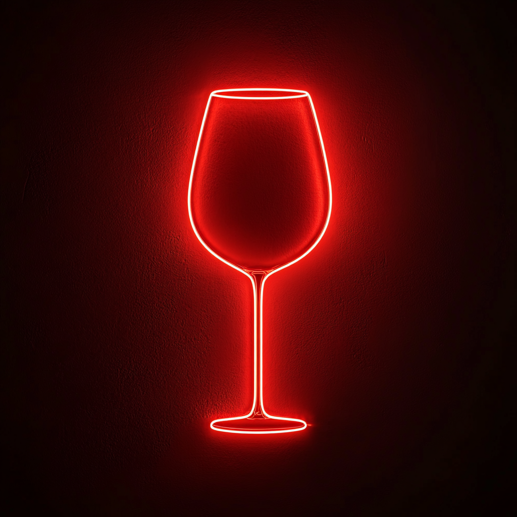 Wine Glass Cheers - Red Neon Sign, 18 Inches
