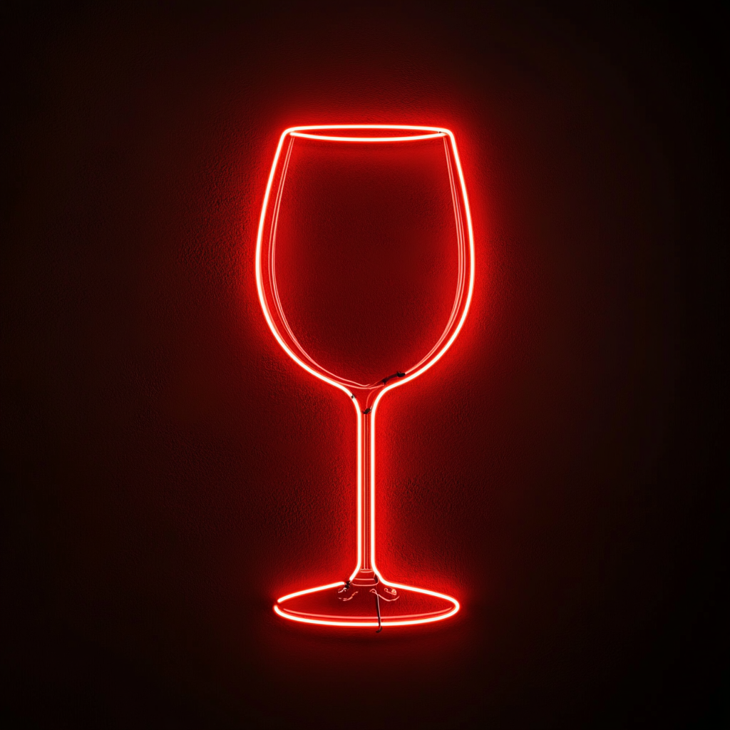 Wine Glass Cheers - Red Neon Sign, 18 Inches