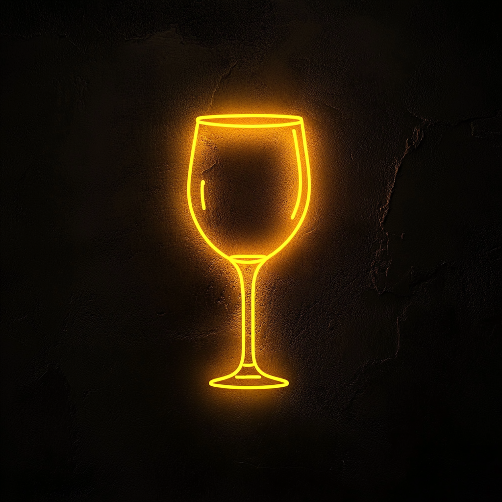 Wine Glass Cheers - Yellow Neon Sign, 18 Inches