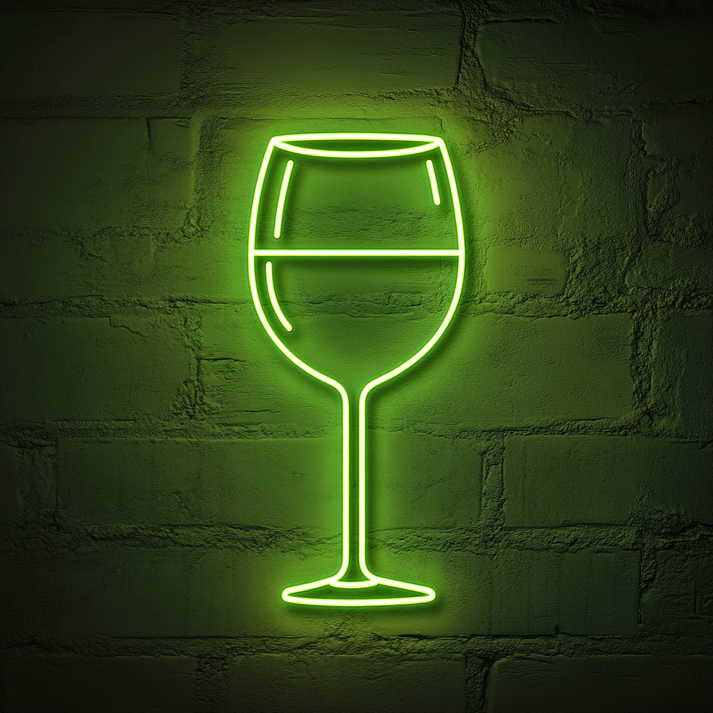 Wine Glass Clinking - Green Neon Sign, 24 Inches