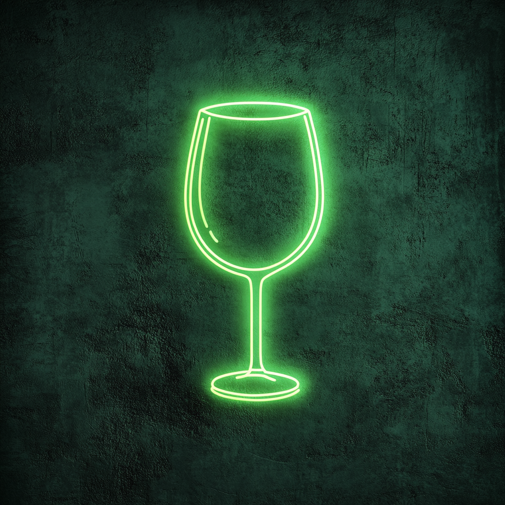 Wine Glass Clinking - Green Neon Sign, 18 Inches