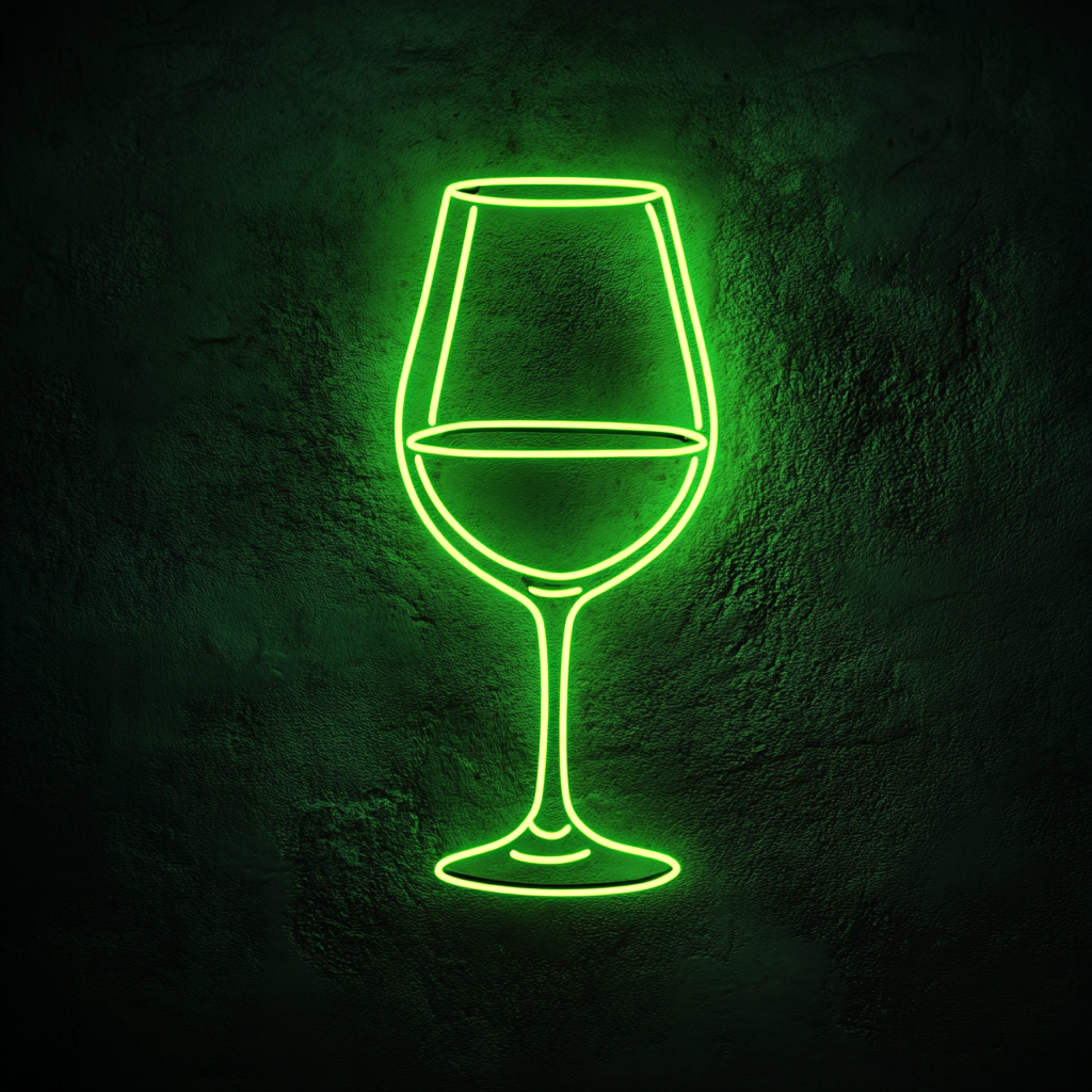 Wine Glass Clinking - Green Neon Sign, 18 Inches