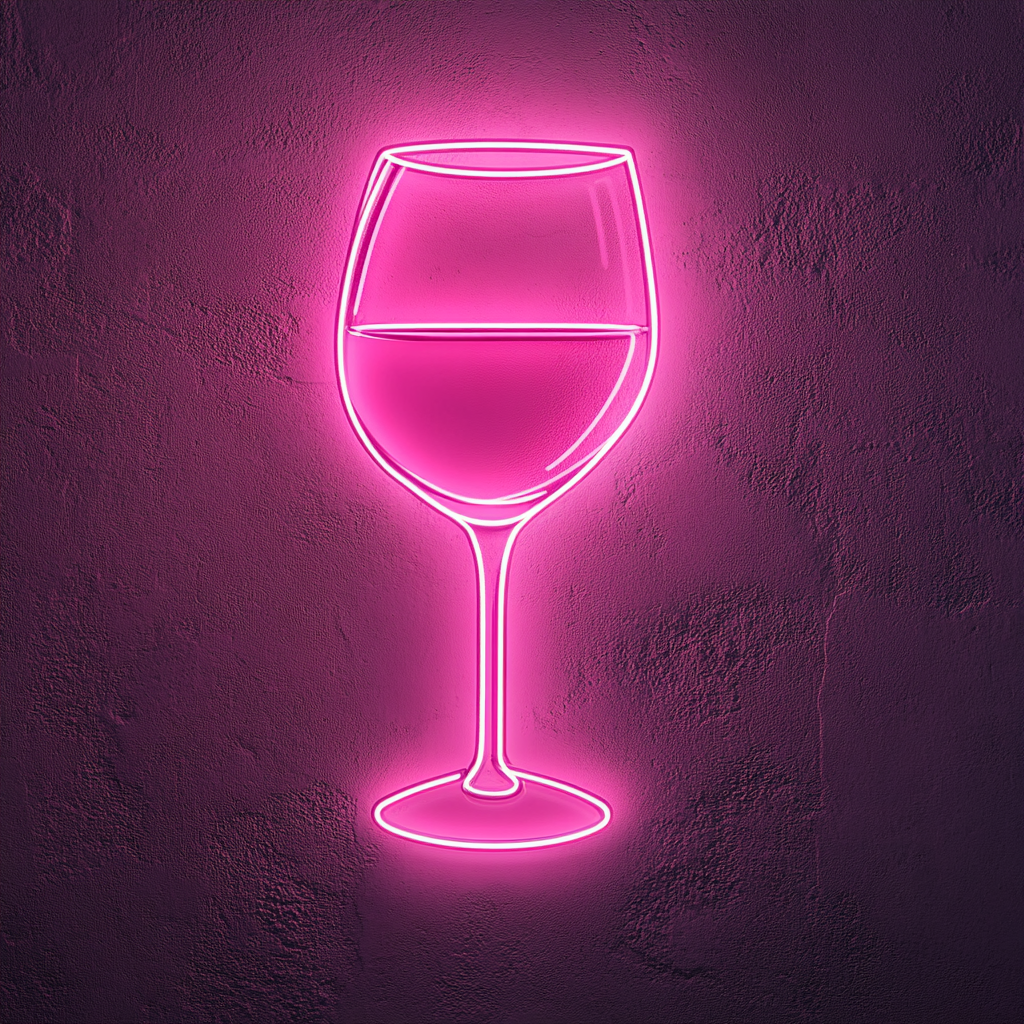 Wine Glass Clinking - Pink Neon Sign, 24 Inches