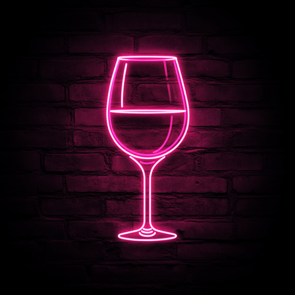 Wine Glass Clinking - Pink Neon Sign, 24 Inches