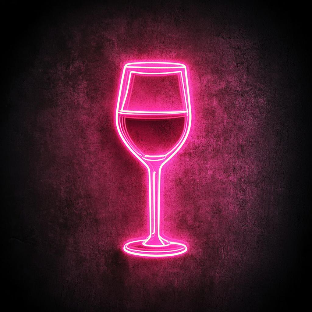 Wine Glass Clinking - Pink Neon Sign, 24 Inches