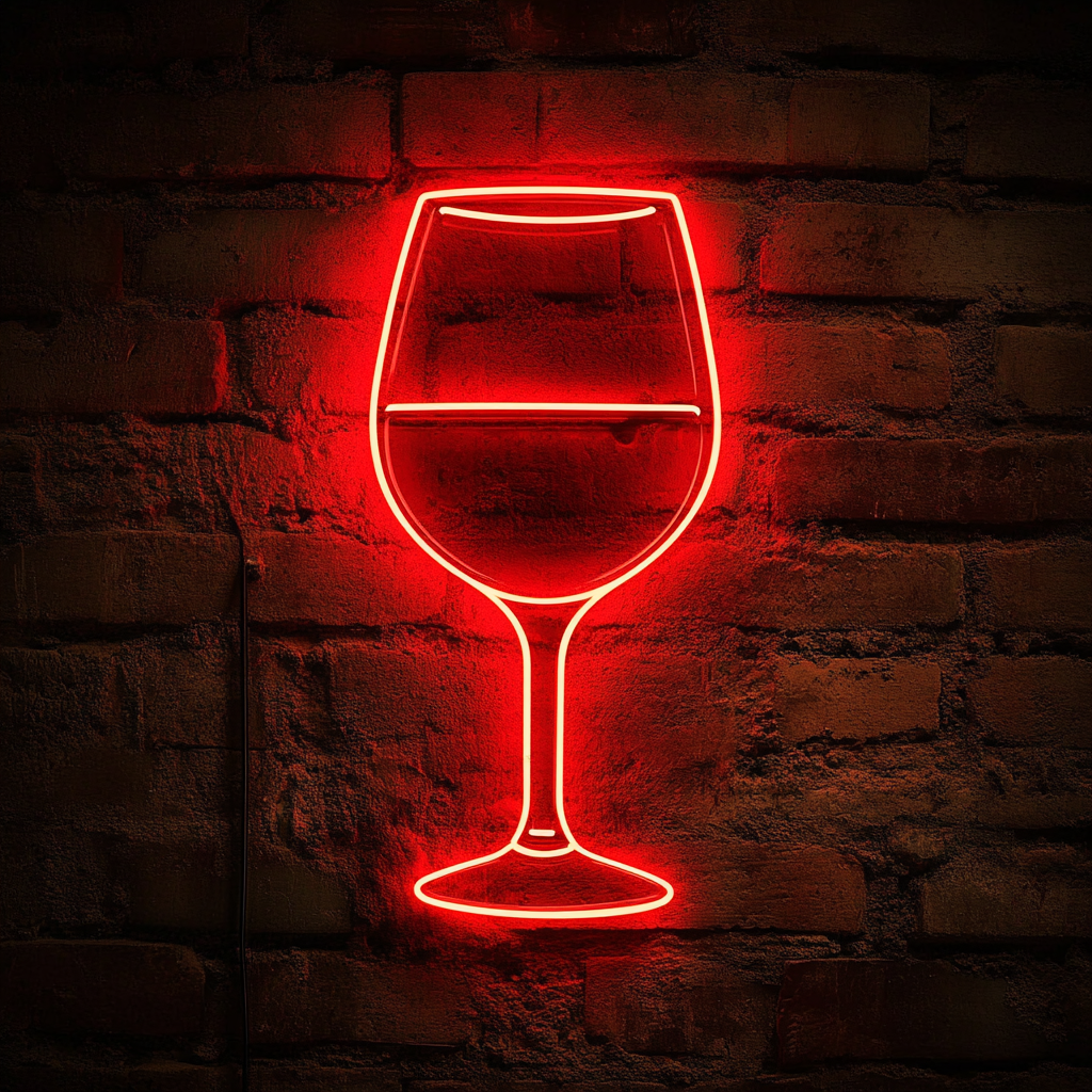 Wine Glass Clinking - Red Neon Sign, 24 Inches