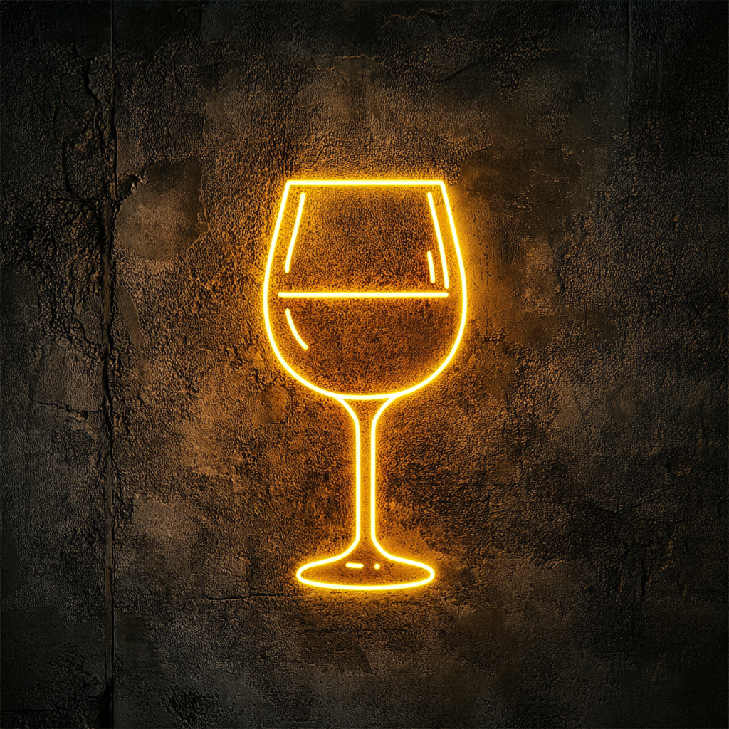Wine Glass Clinking - Yellow Neon Sign, 24 Inches