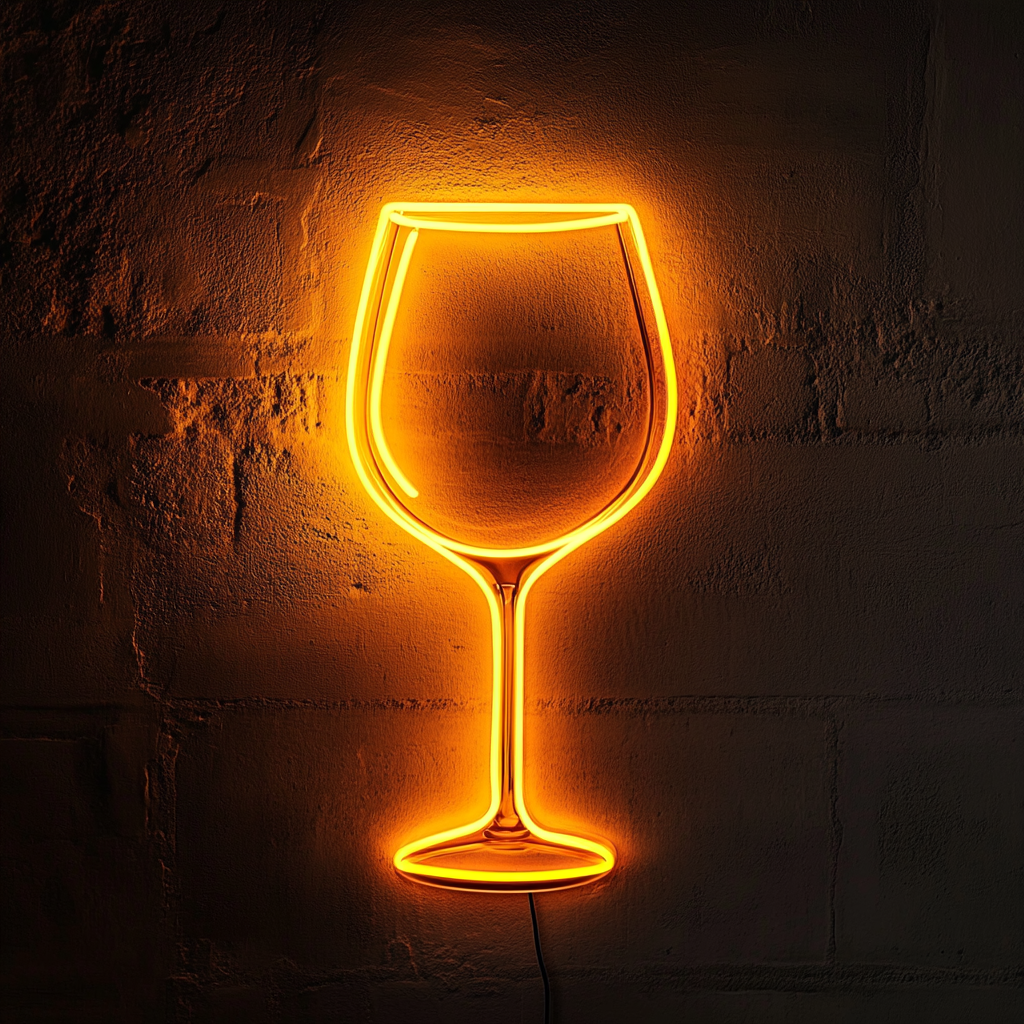 Wine Glass Clinking - Yellow Neon Sign, 24 Inches