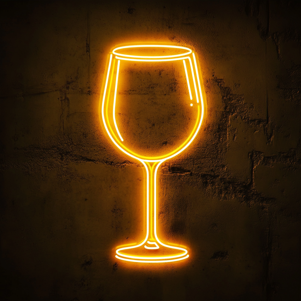 Wine Glass Clinking - Yellow Neon Sign, 24 Inches