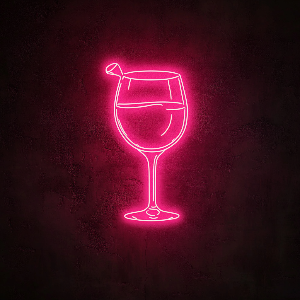 Wine Pouring into Glass - Pink Neon Sign, 24 Inches