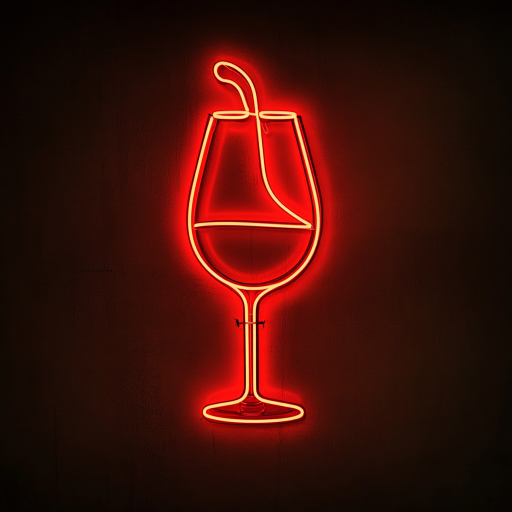 Wine Pouring into Glass - Red Neon Sign, 18 Inches