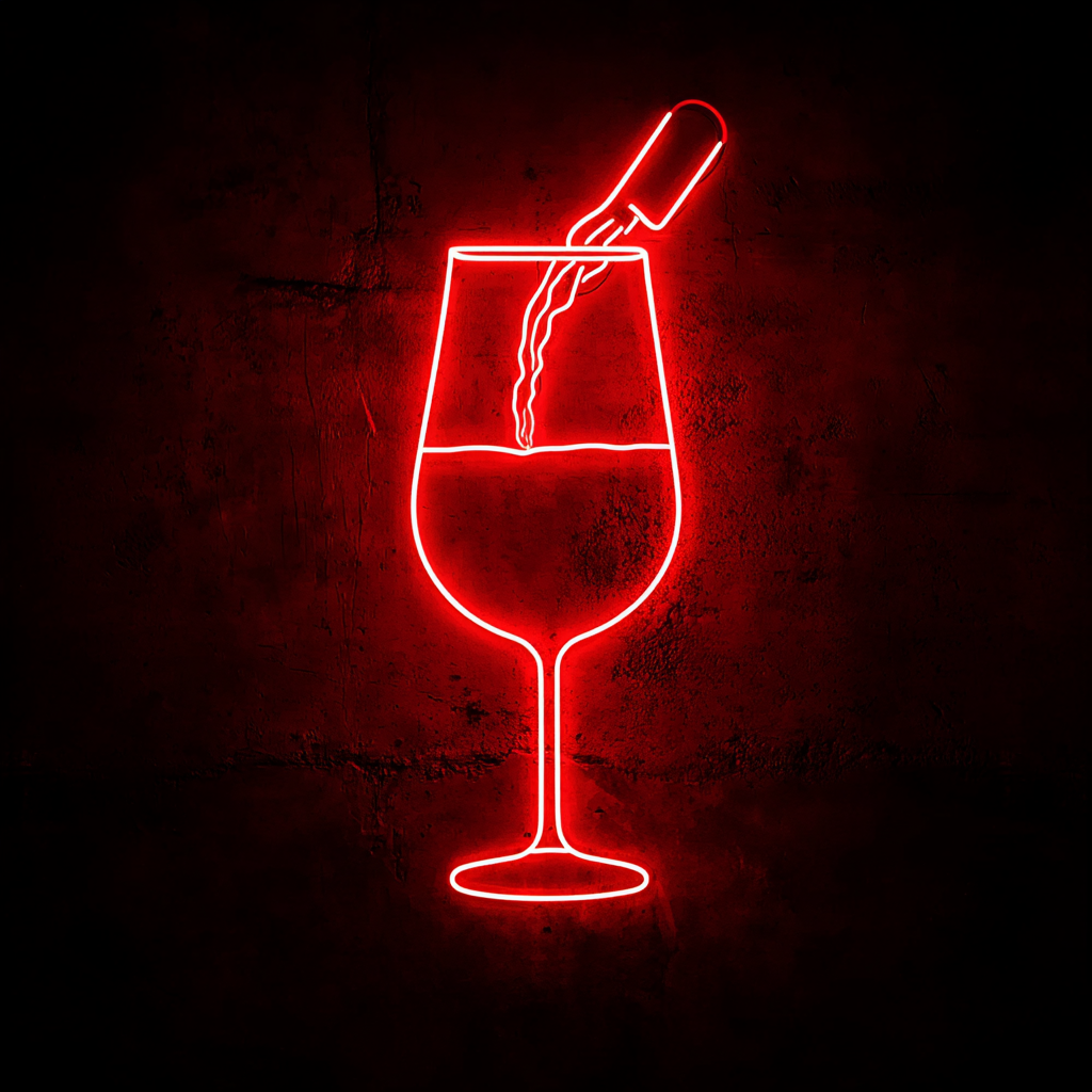 Wine Pouring into Glass - Red Neon Sign, 18 Inches